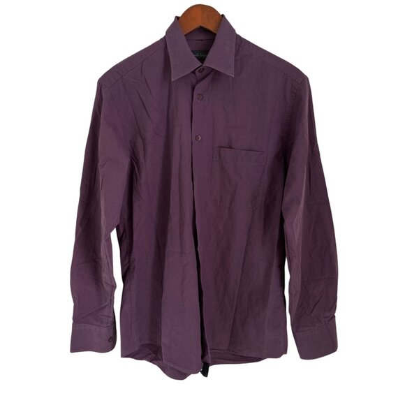 Emile Lafaurie Button Down Shirt Purple Collared Long Sleeves & Front Pocket - Picture 1 of 8